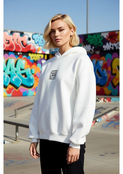 Kadın Kapüşonlu Düşük Kol Geometrik Desenli Oversize Örme Sweatshirt Fonksiyonel Dayanıklı indirimleri