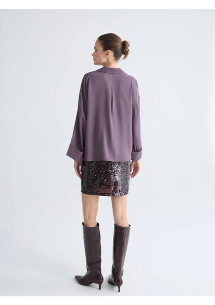 Lcw Vision Bordo Beli Fermuarlı Pul Payetli Mini Etek fırsatları