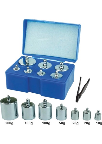 Diamond Terazi 8 Parça Ağırlık Paslanmaz Krom Gram Seti (300GR-200GR-100GR-50GR-20GR-10GR) ( Lisinya )
