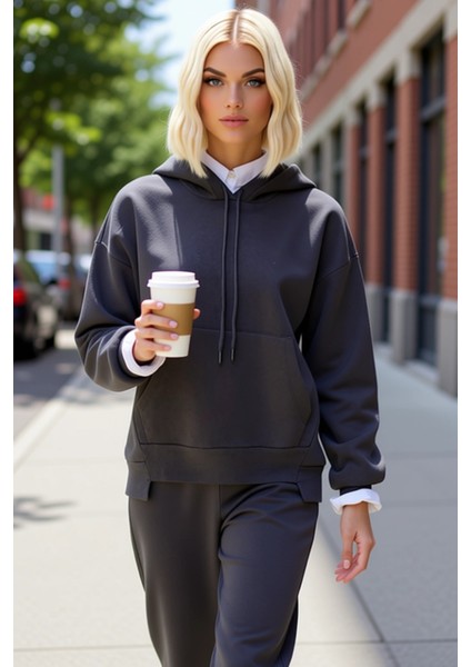Kadın Kapüşonlu Düşük Kol Uzun Kollu Oversize Örme Sweatshirt Fonksiyonel Dayanıklı Modern fiyatları