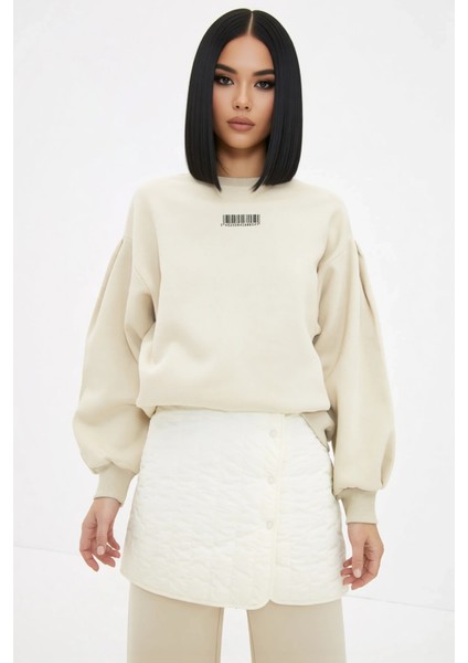 Kadın Bisiklet Yaka Balon Kol Örme Sweatshirt Fonksiyonel Dayanıklı Kaliteli Konforlu Spor modelleri