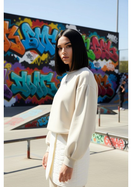 Kadın Bisiklet Yaka Balon Kol Örme Sweatshirt Fonksiyonel Dayanıklı Kaliteli Konforlu Spor indirimleri