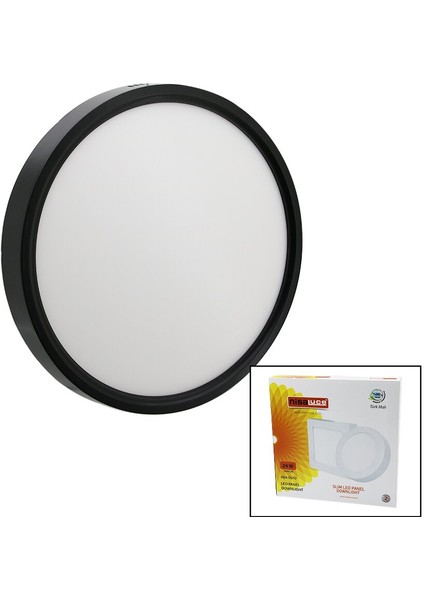 Nisaluce EPL-24SÜ/S 24W Siyah Metal Kasa Sıva Üstü Yuvarlak LED Slim Panel 1680LM BEYAZ=6500K 30.000 Saat Ömür (5358)