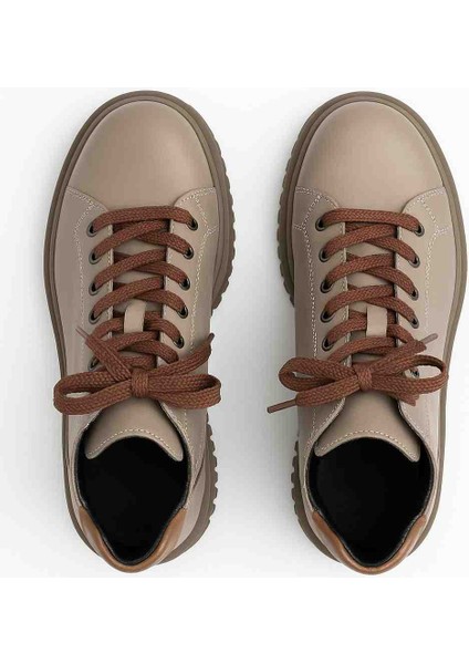 Kadın Bej Postal Hakiki Deri Bot – Platform Taban, Bağcıklı, Şık ve Rahat Model fiyatları