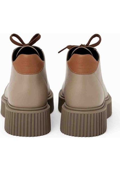 Kadın Bej Postal Hakiki Deri Bot – Platform Taban, Bağcıklı, Şık ve Rahat Model modelleri