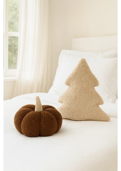 Teddy Dekoratif Çam Ağacı ve Balkabağı Yastık/kırlent