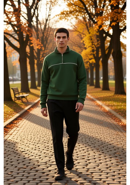 Erkek Dik Yaka Standart Kol Oversize Kalıp Sweatshirt Fonksiyonel Dayanıklı Kaliteli Rahat