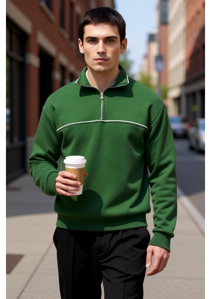 Erkek Dik Yaka Standart Kol Oversize Kalıp Sweatshirt Fonksiyonel Dayanıklı Kaliteli Rahat fiyatları