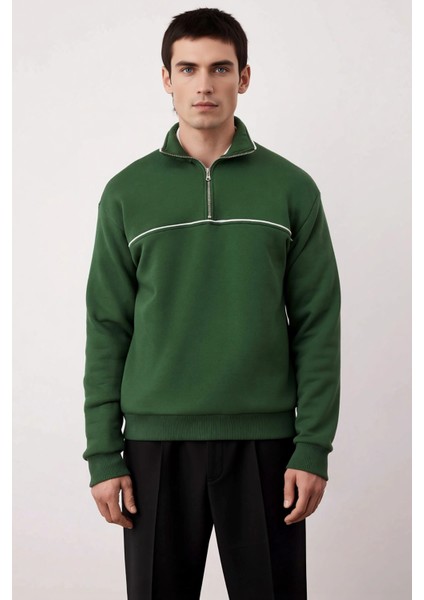 Erkek Dik Yaka Standart Kol Oversize Kalıp Sweatshirt Fonksiyonel Dayanıklı Kaliteli Rahat modelleri