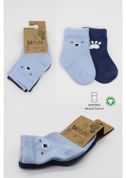 Nessiworld Bear Penye Soket Çorap 2'li BS10116 Mavi indirimleri
