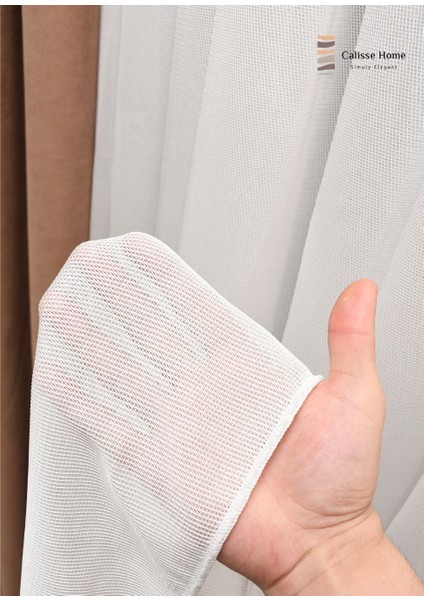 Saten Örgü Şık Ekru Tül Perde Ağır Gramajlı 1/3 Sık Pileli Yoğun Dokulu Ütü Istemez