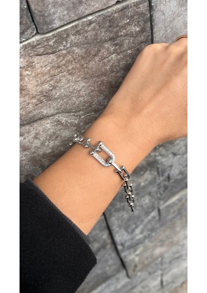 14K Tiffany Desen Gümüş Bileklik