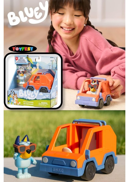 Blueyplus Bluey 4x4 Araç ve Eklemli Bluey Figür Oyuncak Seti Çocuk Araba Boyu 7 cm