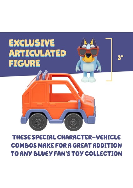 Blueyplus Bluey 4x4 Araç ve Eklemli Bluey Figür Oyuncak Seti Çocuk Araba Boyu 7 cm modelleri
