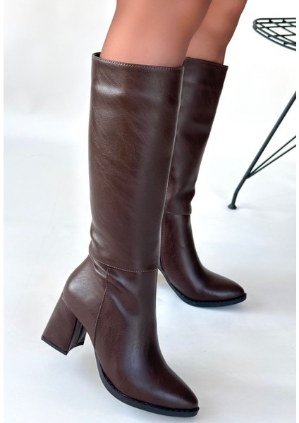 Morena Acı Kahve Cilt Topuklu Çizme fiyatları