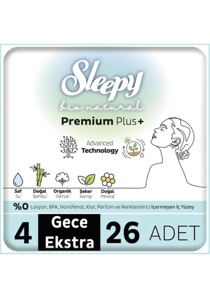 Nessiworld Bio Natural Premium Plus Mega Ekstra Gece Ped 26 Adet