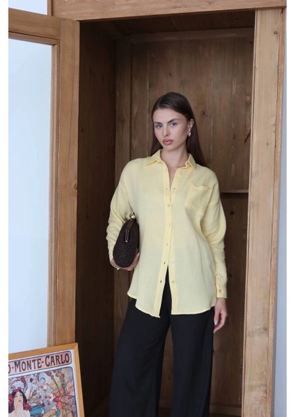 Tek Cepli Müslin Gömlek Sarı