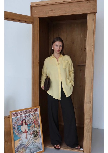 Tek Cepli Müslin Gömlek Sarı modelleri