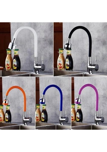 Renkli Oynar Başlıklı Silikonlu Musluk Başlığı Kubar Su Tasarruflu Musluk Başlığı ( Lisinya )