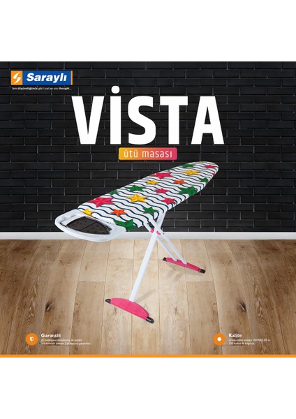 Pratik ve Şık Xxx Lady Vista Ütü Masası, Monoblok Tabla, 149X42X90 cm