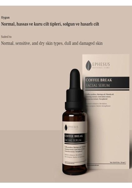 Coffee Break Facial Kafeinli Doğal Aydınlatıcı ve Canlandırıcı Yüz Serumu 20ML modelleri
