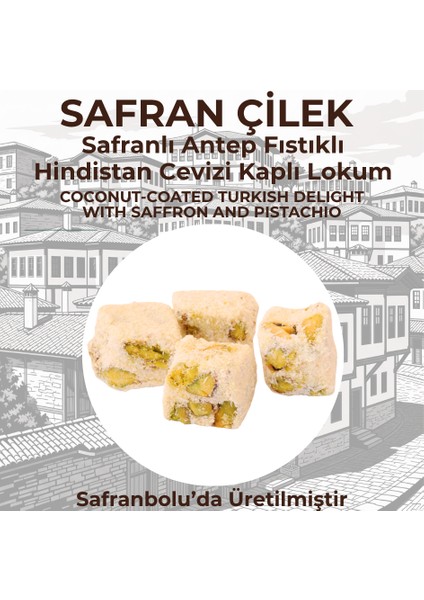 Çifte Kavrulmuş Safranlı Antep Fıstıklı Hindistan Cevizi Kaplı Lokum 300GR