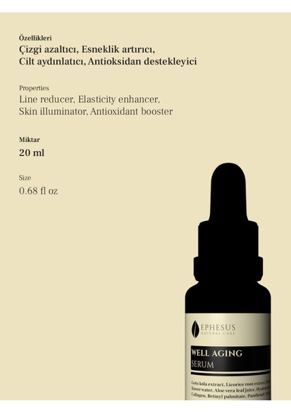 Tüm Cilt Tiplerine Uygun Çizgi Azaltıcı ve Esneklik Artırıcı Anti-Aging Serum 20 ml fiyatları