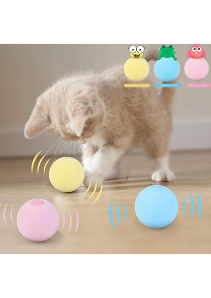 Sesli ve Akıllı Kedi Oyuncak Topu - 50 Mm, Hayvan Sesli, Eğlenceli Kedi Oyuncağı ( Lisinya ) indirimleri