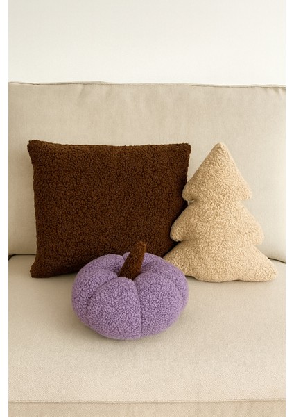 Teddy Dekoratif Balkabağı ve Çam Ağacı Yastık ve Iç Dolgulu Kırlent