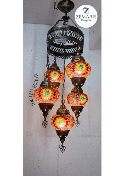El Yapımı Otantik Mozaik 5 Li Avize Tavan Lambası Dekoratif fiyatları