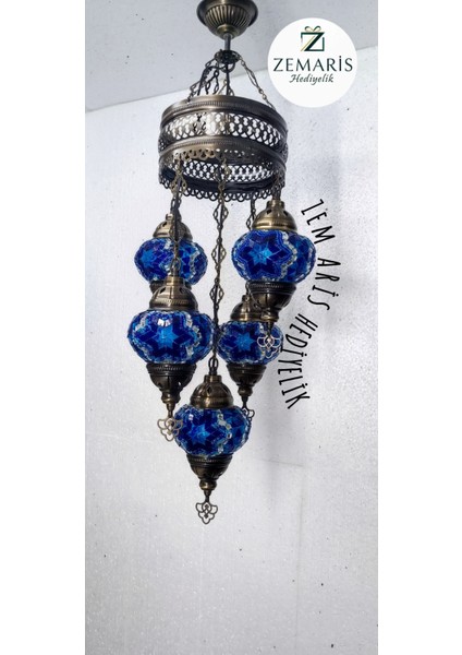 El Yapımı Otantik Mozaik 5 Li Avize Tavan Lambası Dekoratif fiyatları