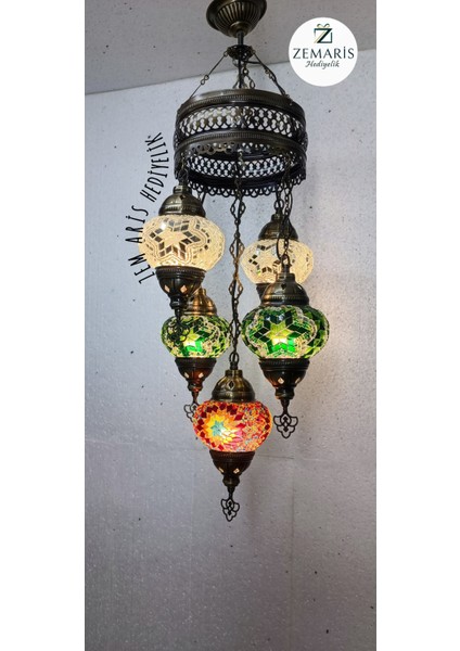 El Yapımı Otantik Mozaik 5 Li Avize Tavan Lambası Dekoratif fiyatları