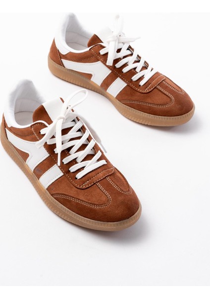 ZRİN-1004 Premium Taba Süet Bağcıklı Günlük Kadın Sneaker modelleri