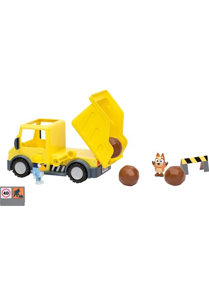 Blueyplus Bluey Damperli Kamyon ve Özel Hard Hat Bluey ve Muddy Bingo Figür Oyuncak Seti 7 cm modelleri