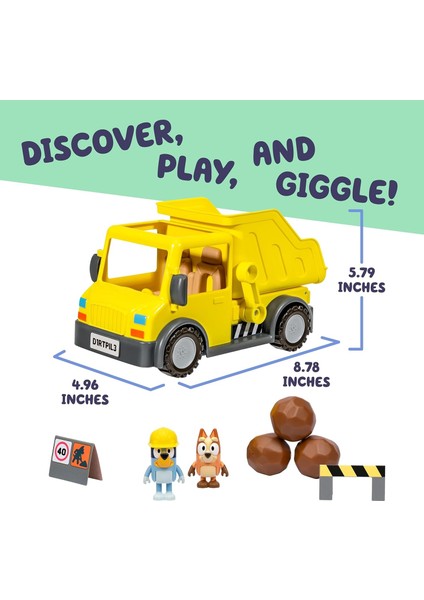 Blueyplus Bluey Damperli Kamyon ve Özel Hard Hat Bluey ve Muddy Bingo Figür Oyuncak Seti 7 cm indirimleri