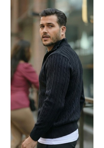 Erkek Örgü Desen Zip Yaka Triko fiyatları