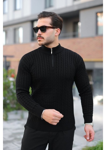 Erkek Örgü Desen Zip Yaka Triko modelleri