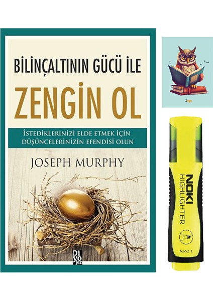 Bilinçaltının Gücü ile Zengin Ol - Joseph Murphy - Sarı Fosforlu Kalem - Not Defteri Seti