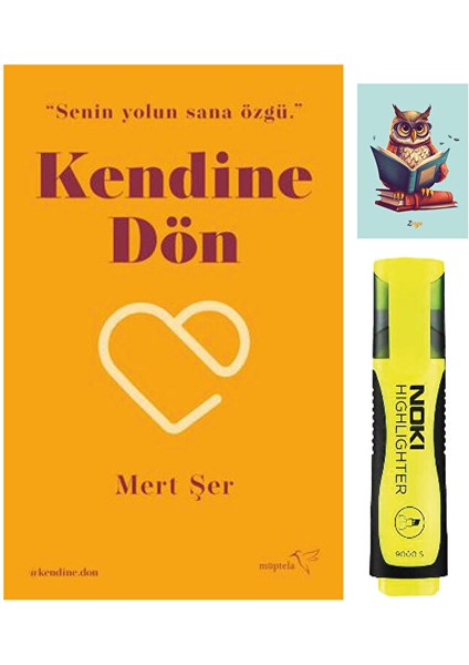 Kendine Dön - Mert Şer - Müptela Yayınları - Sarı Fosforlu Kalem - Not Defter Seti