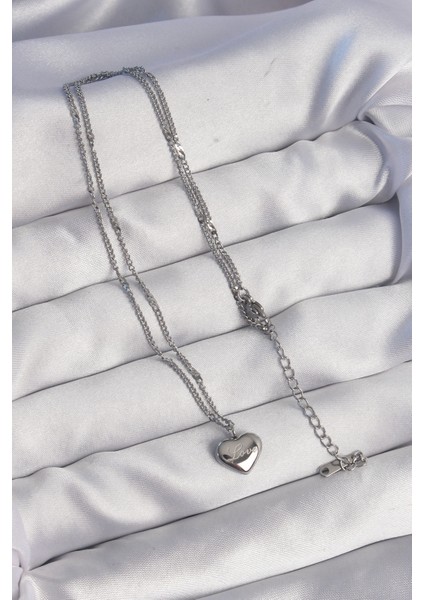 316L Çelik Gümüş Renk Kalp Model Love Kolye - Lisinya fiyatları