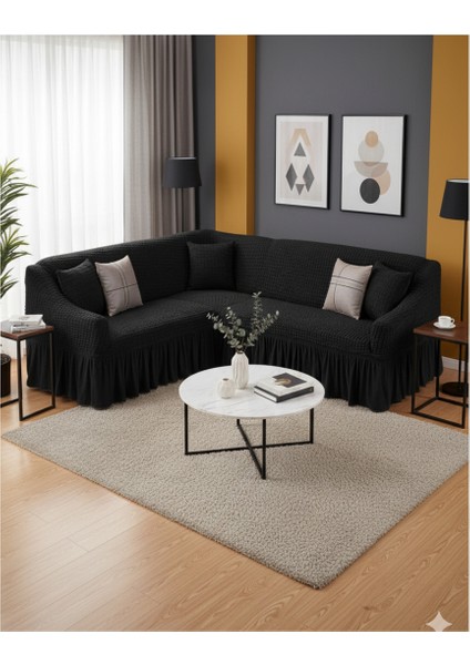 Bürümcük Etekli L Köşe Koltuk Örtüsü, Lastikli, Esnek, Standart 350CM’LI 1 Adet Kılıf