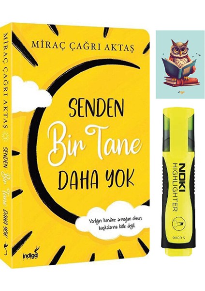 Senden Bir Tane Daha Yok - Miraç Çağrı Aktaş - Indigo Kitap - Sarı Fosforlu Kalem - Not Defter Seti