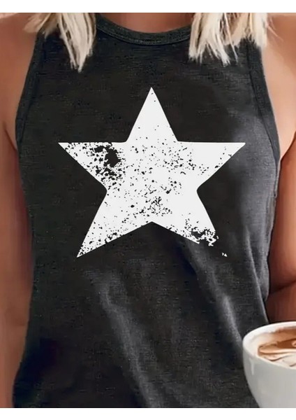 Cottonlab Kadın Askılı Yuvarlak Yaka Yıldız Desenli Süprem Bluz fiyatları