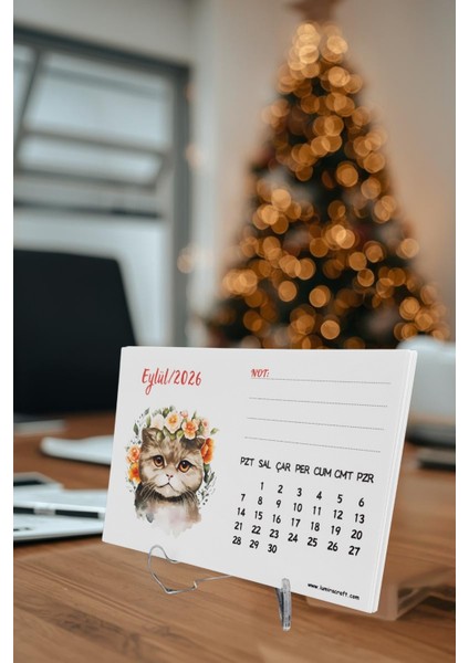 Sevimli Kediler Temalı Standlı Masa Üstü Takvimi 2026 Yılı fiyatları