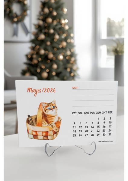 Sevimli Kediler Temalı Standlı Masa Üstü Takvimi 2026 Yılı modelleri