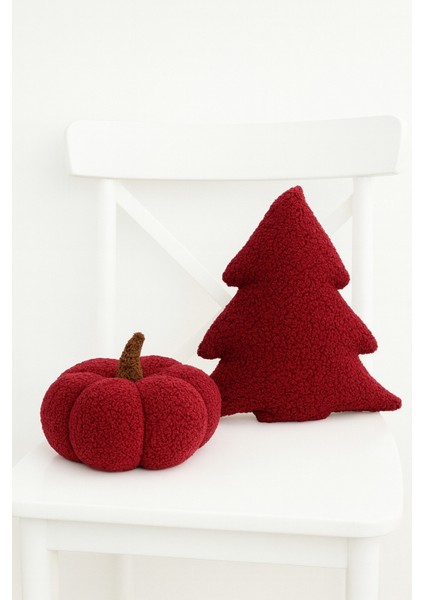 Teddy Dekoratif Çam Ağacı ve Balkabağı Yastık/kırlent