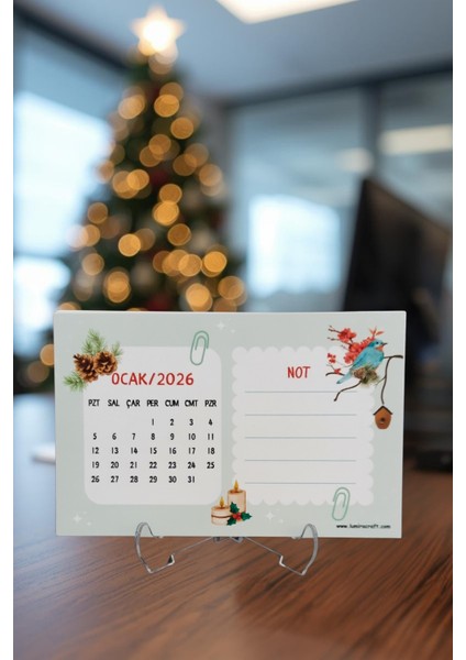 Soft Renkli Mevsimler Temalı Standlı Masa Üstü Takvimi 2026 Yılı