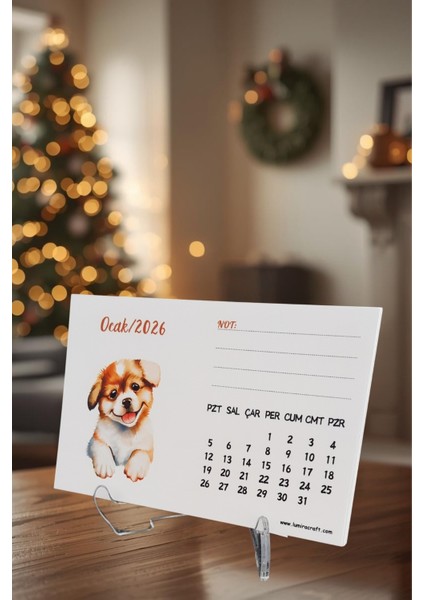 Sevimli Köpekler Temalı Standlı Masa Üstü Takvimi 2026 Yılı