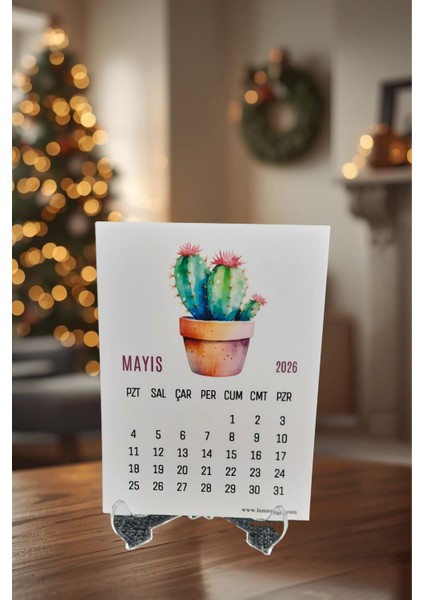 Kaktüs Temalı Standlı Mini Masa Üstü Takvimi 2026 Yılı fiyatları