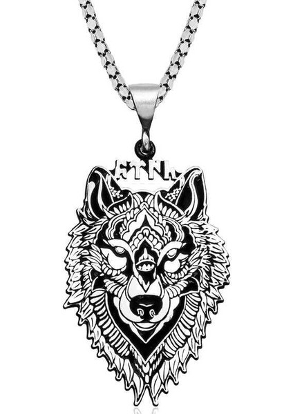 ​gümüş Göktürkçe Türk Yazılı Kurt Kolye